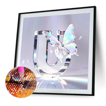 Load image into Gallery viewer, Diamond Painting - Full Round - Crystal Butterfly Letter U (30*30CM)
