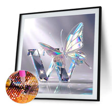 Load image into Gallery viewer, Diamond Painting - Full Round - Crystal Butterfly Letter W (30*30CM)
