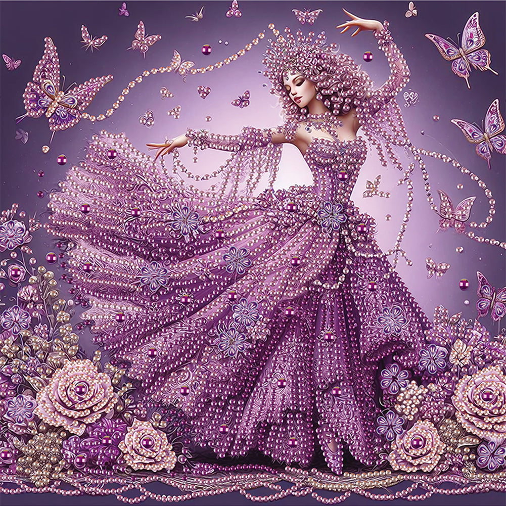 Diamond Painting - Partial Special Shaped - Beautiful Skirt Woman (30*30CM)