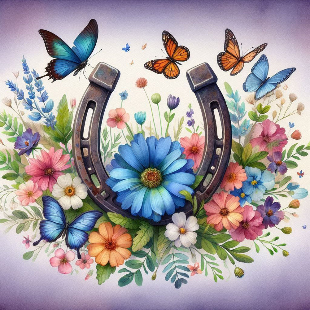 Diamond Painting - Full Round - Butterfly Blue Daisy (40*40CM)