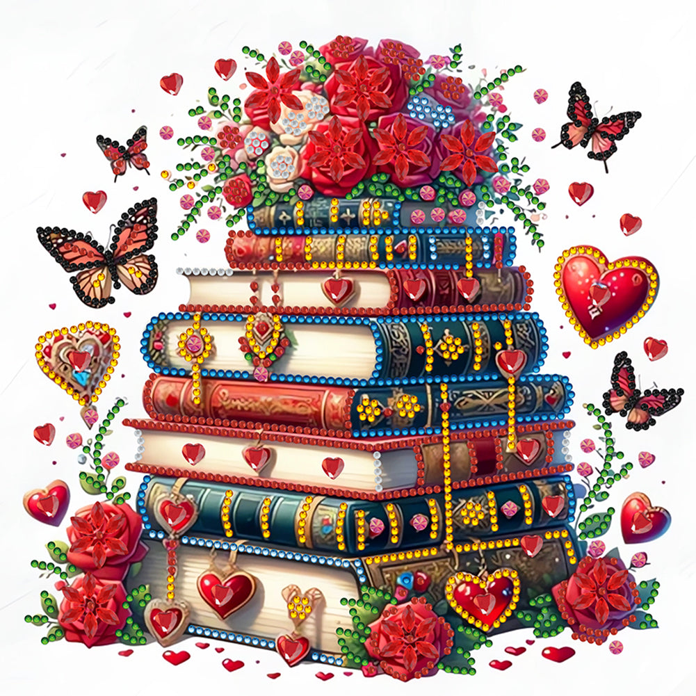 Diamond Painting - Partial Special Shaped - Red Rose Book (30*30CM)