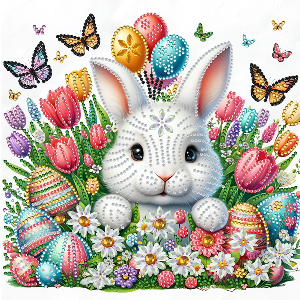 Diamond Painting - Partial Special Shaped - Bunny And Flower (30*30CM)