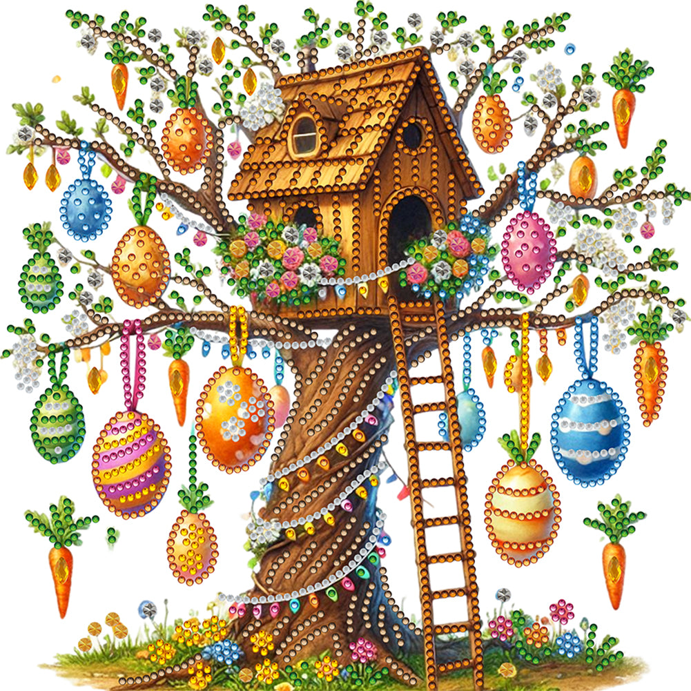Diamond Painting - Partial Special Shaped - Tree House And Egg (30*30CM)