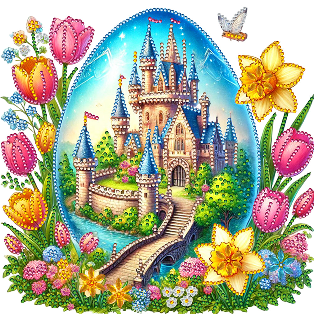 Diamond Painting - Partial Special Shaped - Easter Egg Castle (30*30CM)