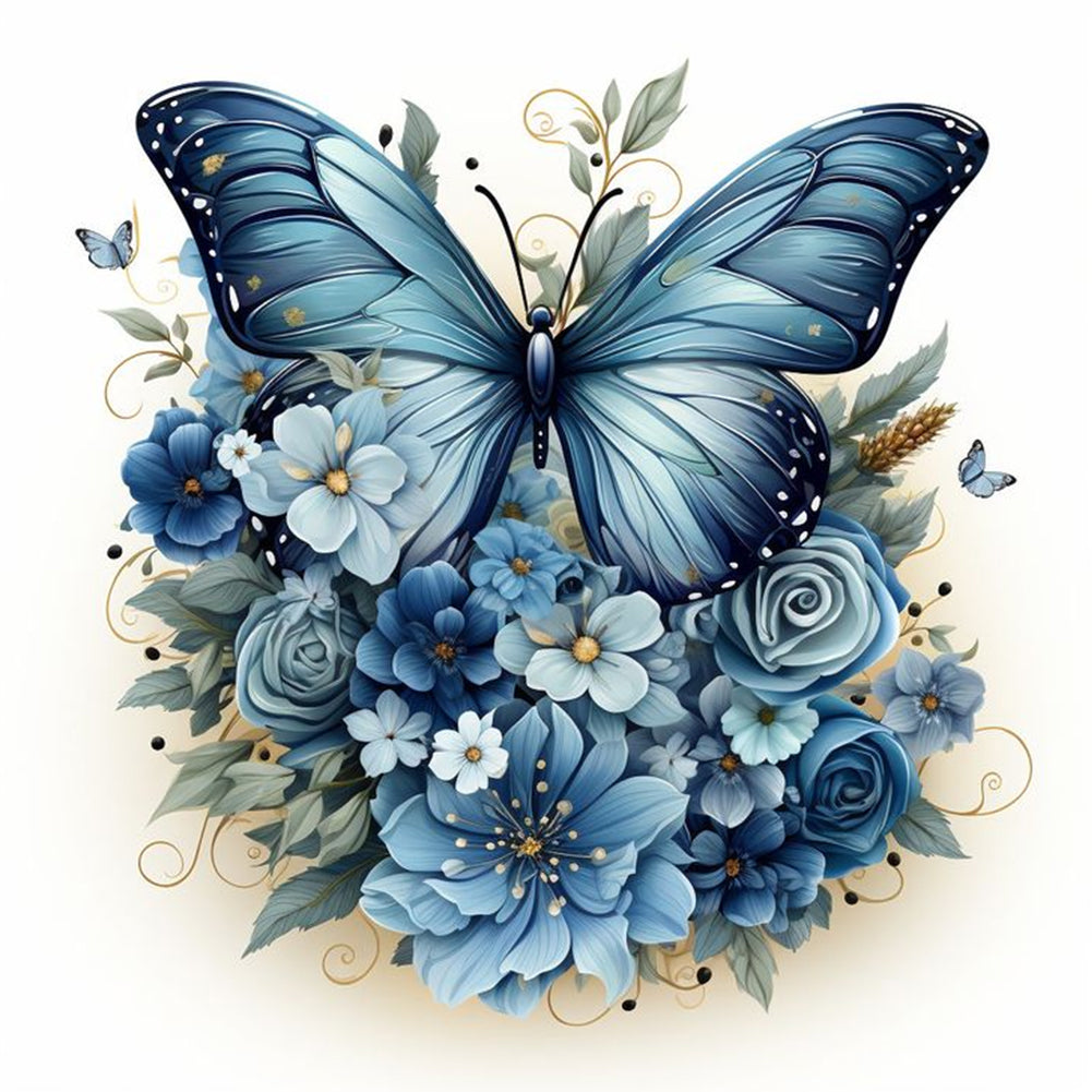 Diamond Painting - Full Round - Blue Butterfly (40*40CM)