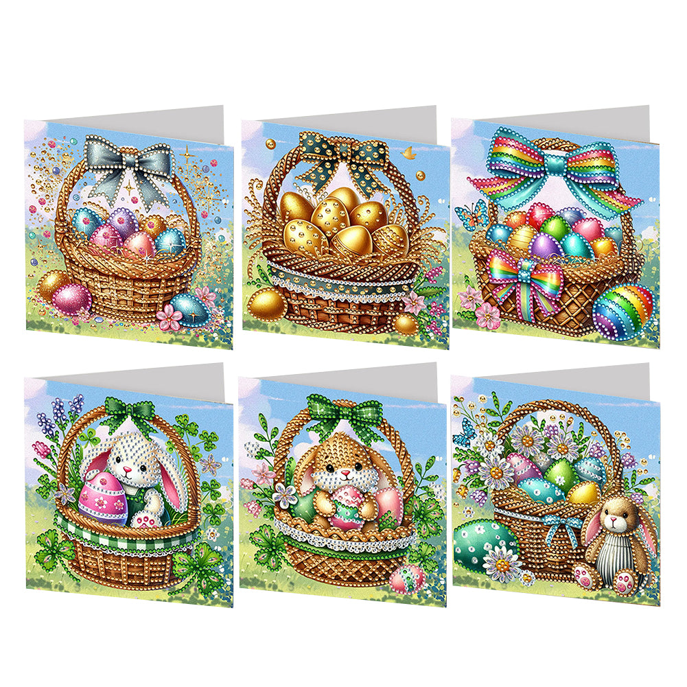 6Pcs Easter Eggs Diamond Painting Card Rhinestone Art Card for Party Favors