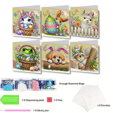 Load image into Gallery viewer, 6Pcs Easter Animals Diamond Painting Card Rhinestone Art Card for Party Favors
