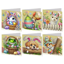 Load image into Gallery viewer, 6Pcs Easter Animals Diamond Painting Card Rhinestone Art Card for Party Favors
