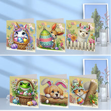 Load image into Gallery viewer, 6Pcs Easter Animals Diamond Painting Card Rhinestone Art Card for Party Favors
