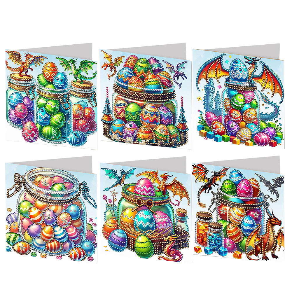 6Pcs Easter Eggs Diamond Painting Card Rhinestone Art Card for Party Favors