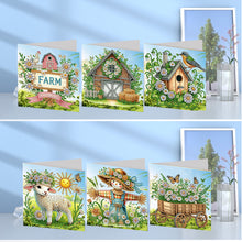 Load image into Gallery viewer, 6Pcs Easter House Diamond Painting Card Rhinestone Art Card for Party Favors
