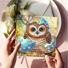 Load image into Gallery viewer, 6Pcs Easter Egg Owls Diamond Painting Card Rhinestone Art Card for Party Favors
