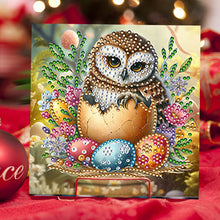 Load image into Gallery viewer, 6Pcs Easter Egg Owls Diamond Painting Card Rhinestone Art Card for Party Favors
