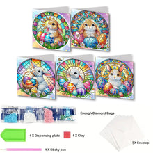 Load image into Gallery viewer, 6Pcs Easter Rabbits Diamond Painting Card Rhinestone Art Card for Party Favors
