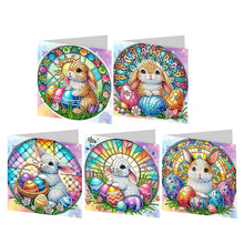 Load image into Gallery viewer, 6Pcs Easter Rabbits Diamond Painting Card Rhinestone Art Card for Party Favors
