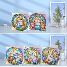 Load image into Gallery viewer, 6Pcs Easter Rabbits Diamond Painting Card Rhinestone Art Card for Party Favors
