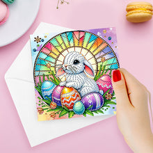 Load image into Gallery viewer, 6Pcs Easter Rabbits Diamond Painting Card Rhinestone Art Card for Party Favors
