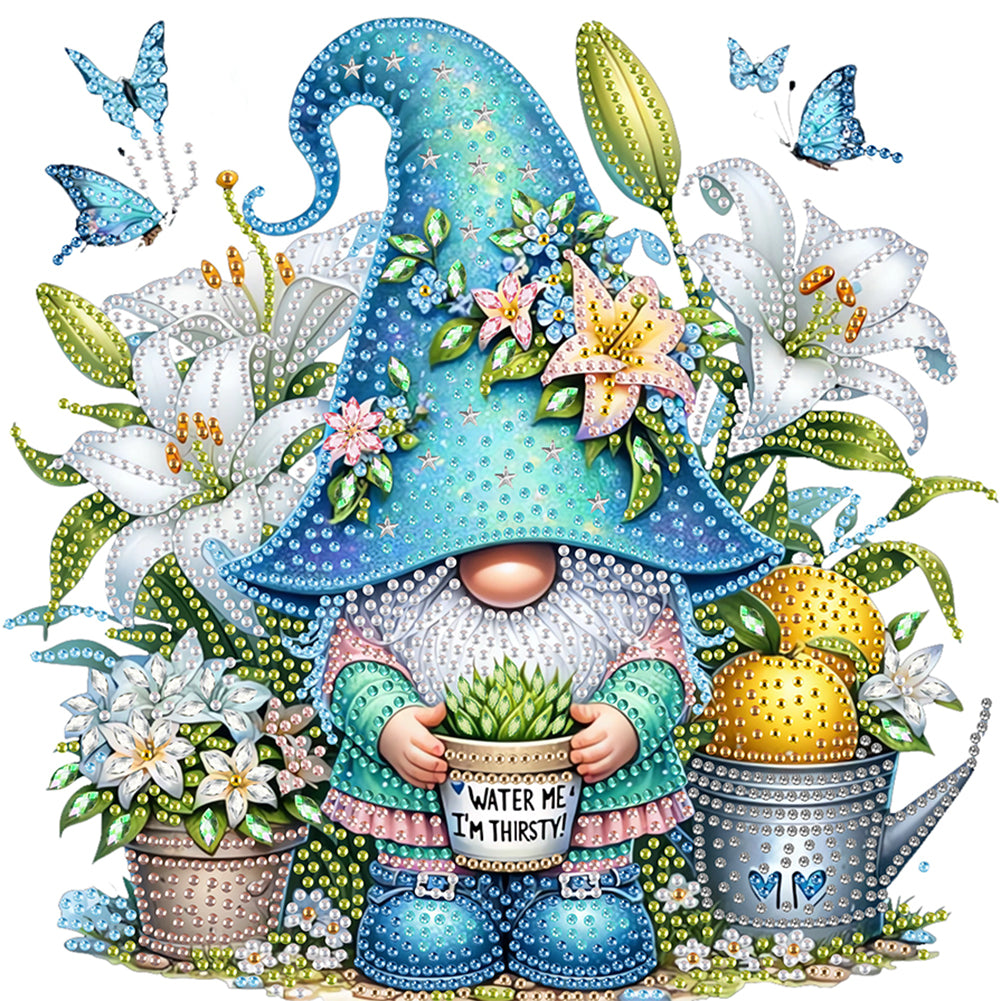 Diamond Painting - Partial Special Shaped - Lily And Gnome (30*30CM)