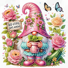 Load image into Gallery viewer, Diamond Painting - Partial Special Shaped - Flower And Gnome (30*30CM)
