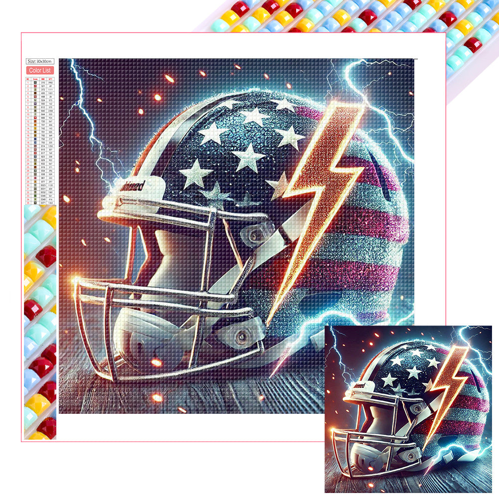 Diamond Painting - Full Square - American Flag Football Cap (30*30CM)