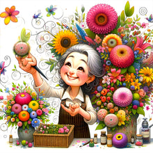 Load image into Gallery viewer, Diamond Painting - Full Round - Happy People And Flowers (40*40CM)
