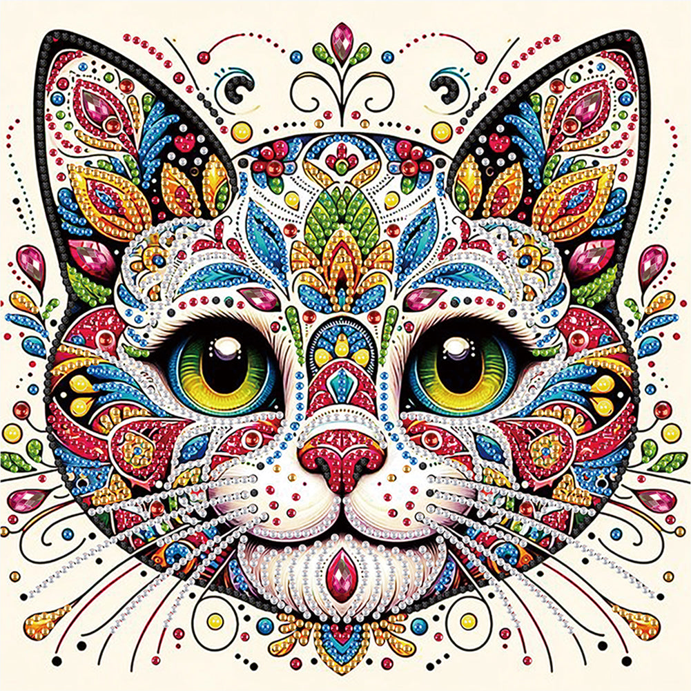 Diamond Painting - Partial Special Shaped - Mandala Cat (30*30CM)