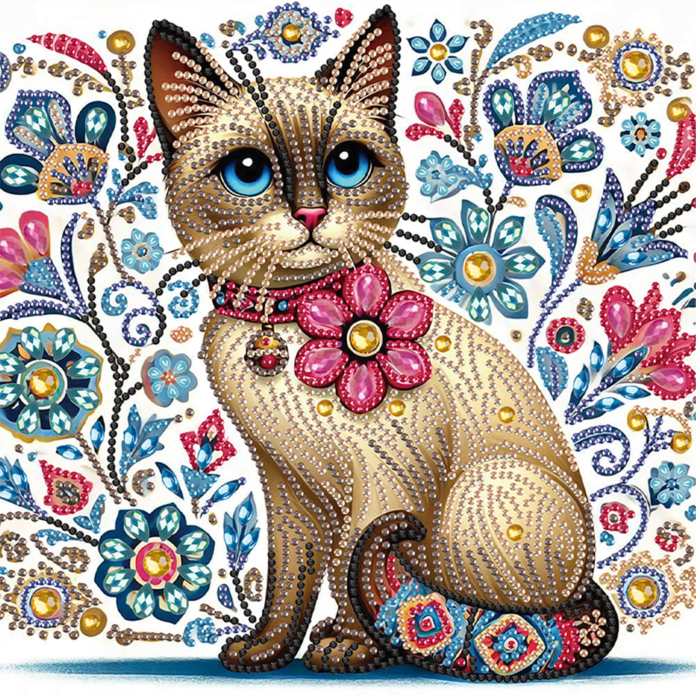 Diamond Painting - Partial Special Shaped - Mandala Cat (30*30CM)