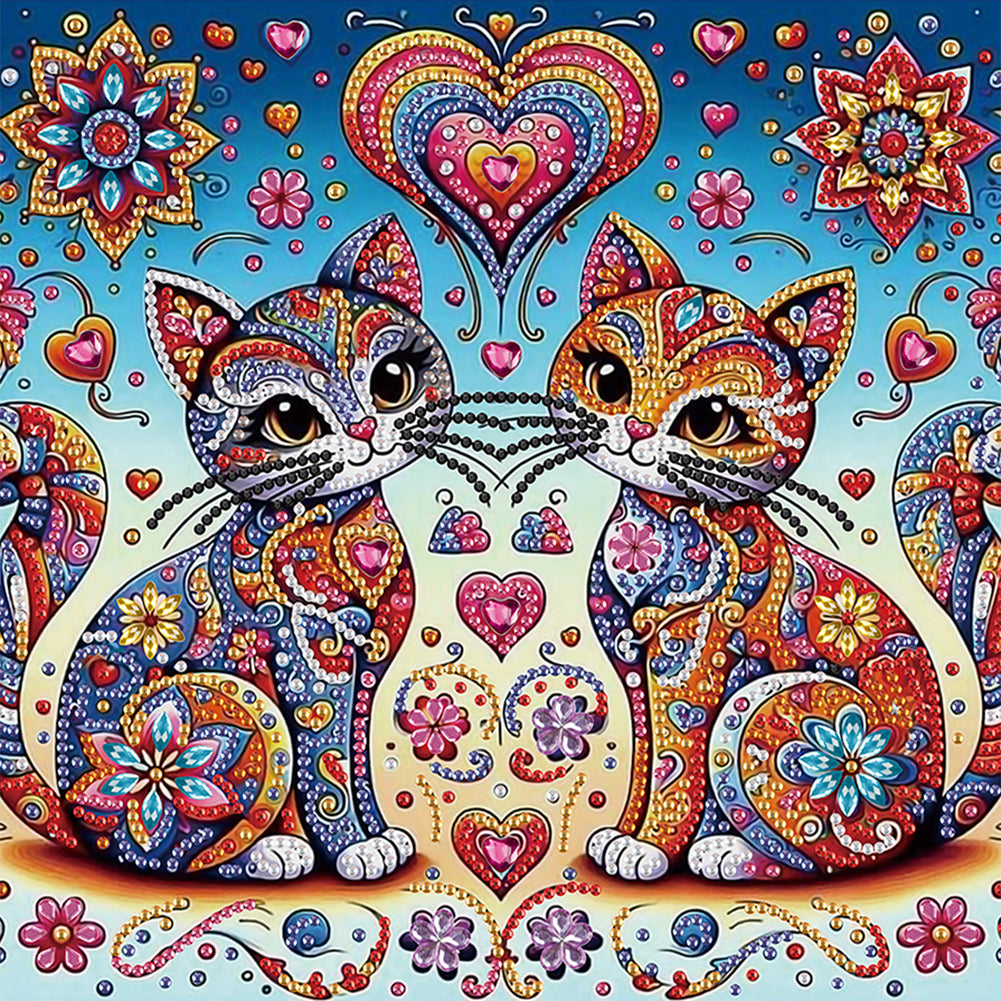 Diamond Painting - Partial Special Shaped - Mandala Cat (30*30CM)