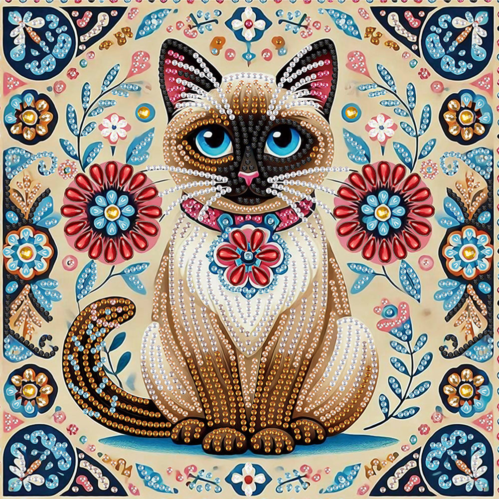 Diamond Painting - Partial Special Shaped - Mandala Cat (30*30CM)