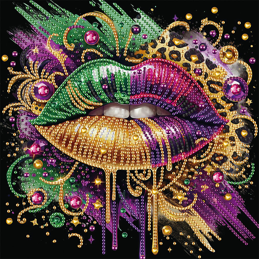 Diamond Painting - Partial Special Shaped - Leopard Lips (30*30CM)