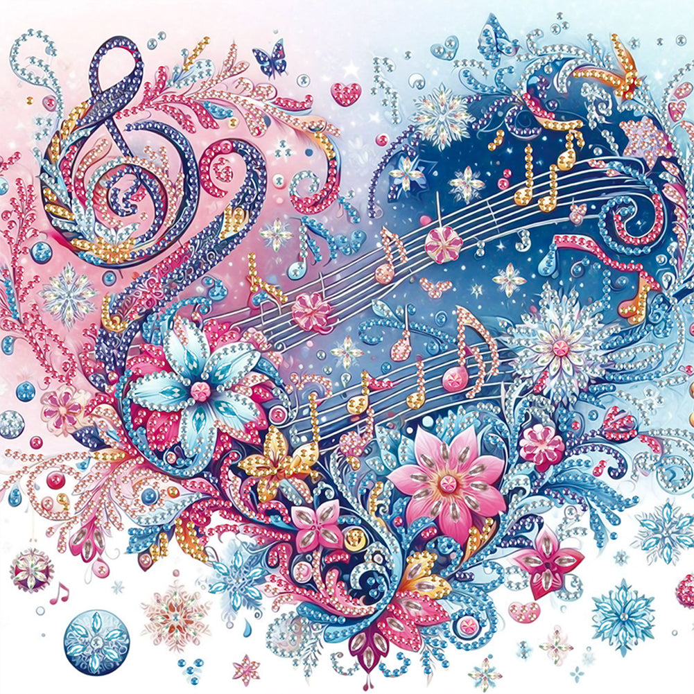 Diamond Painting - Partial Special Shaped - Notes Heart Flower (30*30CM)