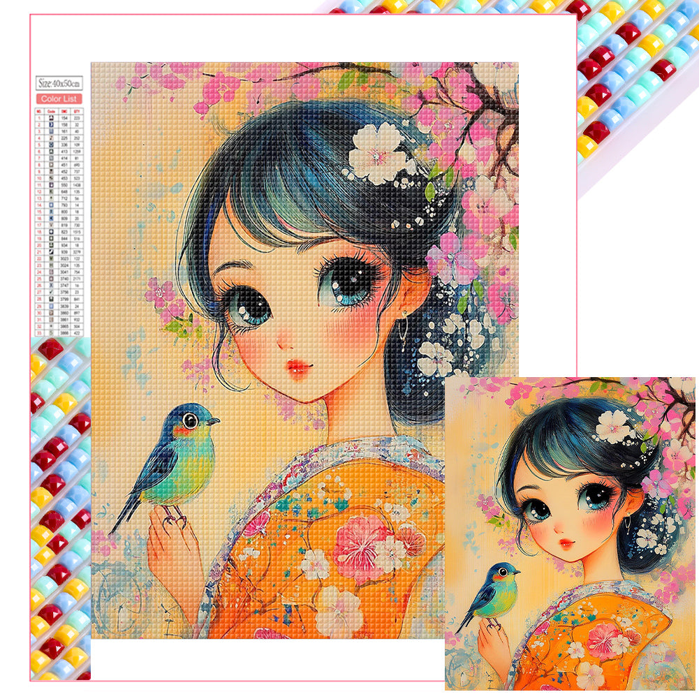 Diamond Painting - Full Square - Japanese Girl (40*50CM)