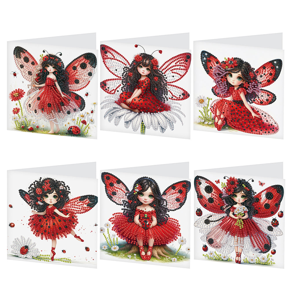 6Pcs Elf Girl DIY Diamond Painting Card Diamond Drawing Card for Friends