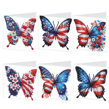 Load image into Gallery viewer, 6Pcs American Flag Butterfly DIY Diamond Painting Card Diamond Drawing Card
