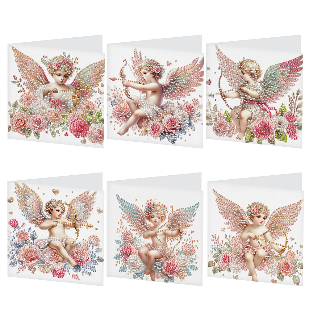 6Pcs Cupid Angel DIY Diamond Painting Card Diamond Drawing Card for Friends