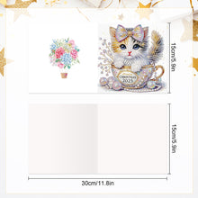 Load image into Gallery viewer, 6Pcs Teacup Kitten DIY Diamond Painting Card Diamond Drawing Card for Friends
