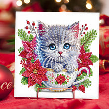 Load image into Gallery viewer, 6Pcs Teacup Kitten DIY Diamond Painting Card Diamond Drawing Card for Friends
