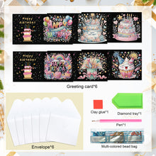 Load image into Gallery viewer, 6Pcs Birthday Cake DIY Diamond Painting Card Diamond Drawing Card for Friends
