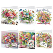 Load image into Gallery viewer, 6Pcs Bouquet DIY Diamond Painting Card Diamond Drawing Card for Friends
