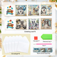 Load image into Gallery viewer, 6Pcs Birthday Puppy DIY Diamond Painting Card Diamond Drawing Card for Adults
