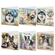 Load image into Gallery viewer, 6Pcs Birthday Puppy DIY Diamond Painting Card Diamond Drawing Card for Adults
