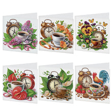 Load image into Gallery viewer, 6Pcs Coffee Afternoon Tea DIY Diamond Painting Card Diamond Drawing Card
