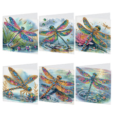 Load image into Gallery viewer, 6Pcs Dragonfly DIY Diamond Painting Card Diamond Drawing Card for Friends
