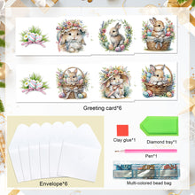 Load image into Gallery viewer, 6Pcs Easter Bunny DIY Diamond Painting Card Diamond Drawing Card for Friends
