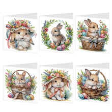 Load image into Gallery viewer, 6Pcs Easter Bunny DIY Diamond Painting Card Diamond Drawing Card for Friends
