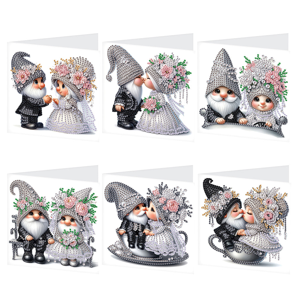 6Pcs Gnome Lover DIY Diamond Painting Card Diamond Drawing Card for Friends