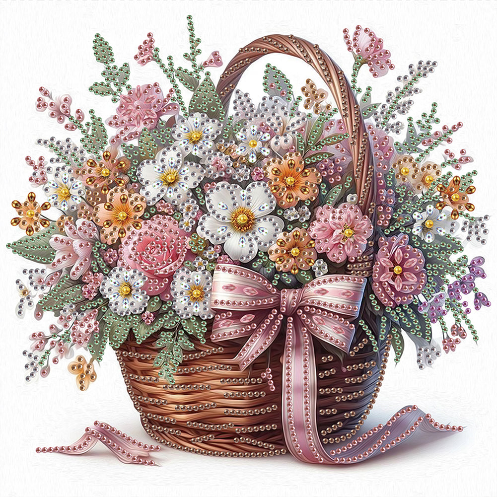 Diamond Painting - Partial Special Shaped - Bouquet Basket (30*30CM)