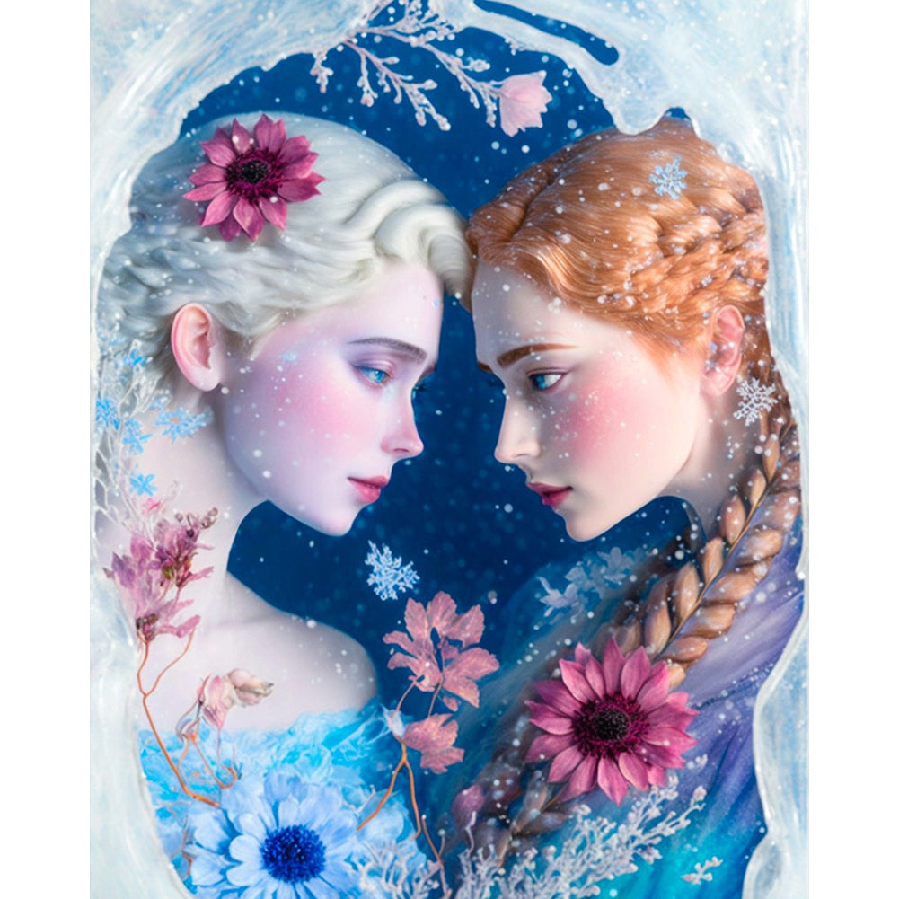 Diamond Painting - Full Round - Wolf Flower Angel Elf Girl Princess Elsa (40*50CM)