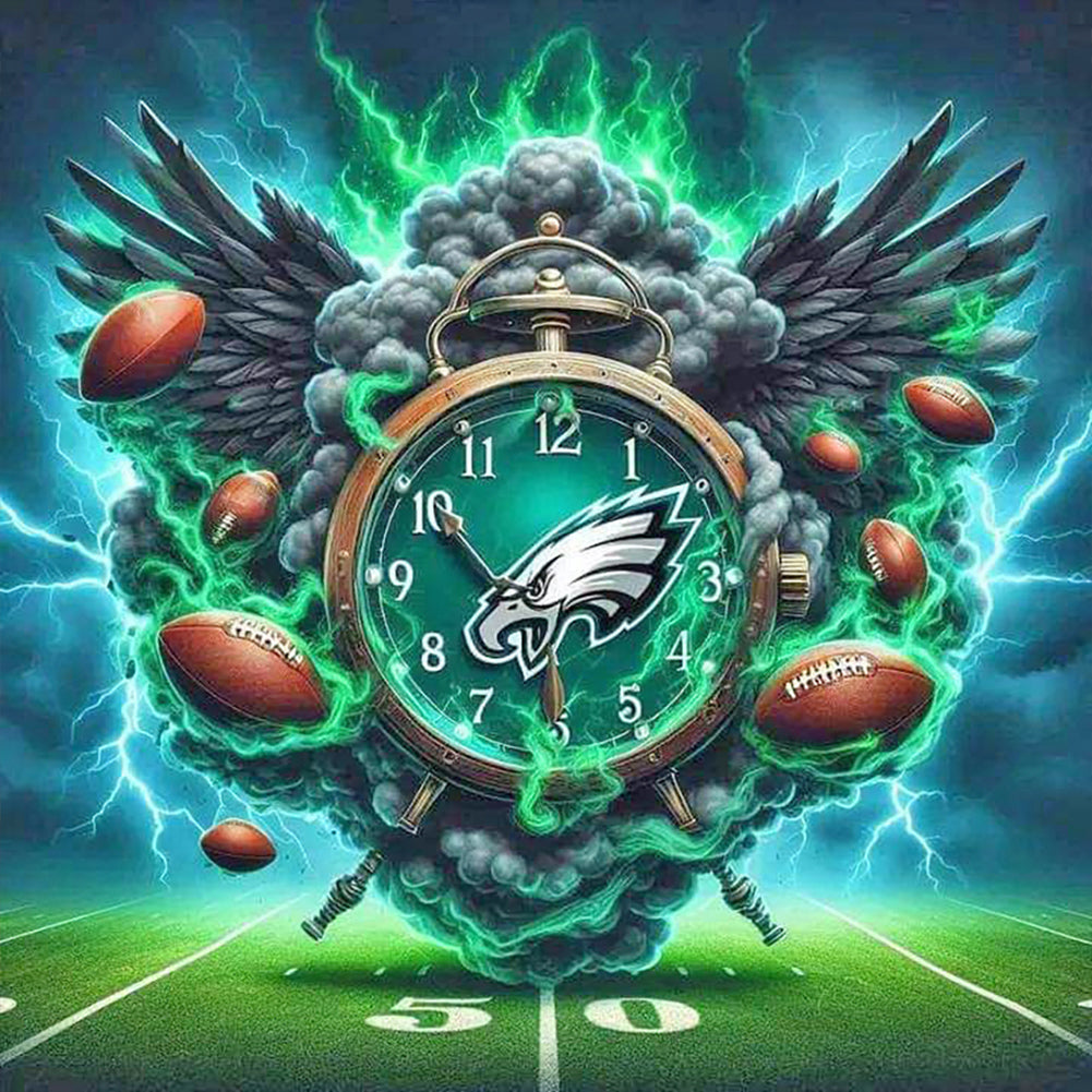 Diamond Painting - Full Round - Philadelphia Eagles Clock (40*40CM)