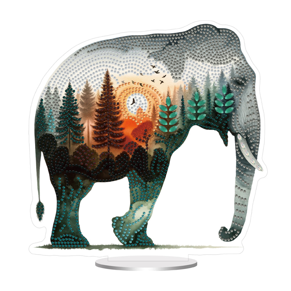 Acrylic Special Shape Elephant Rhinestones Desktop Ornaments Bedroom Table Decor